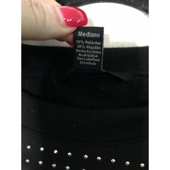 Madison 3/4  puffy sleeve studded sweatshirt style top size medium - Picture 6 of 12